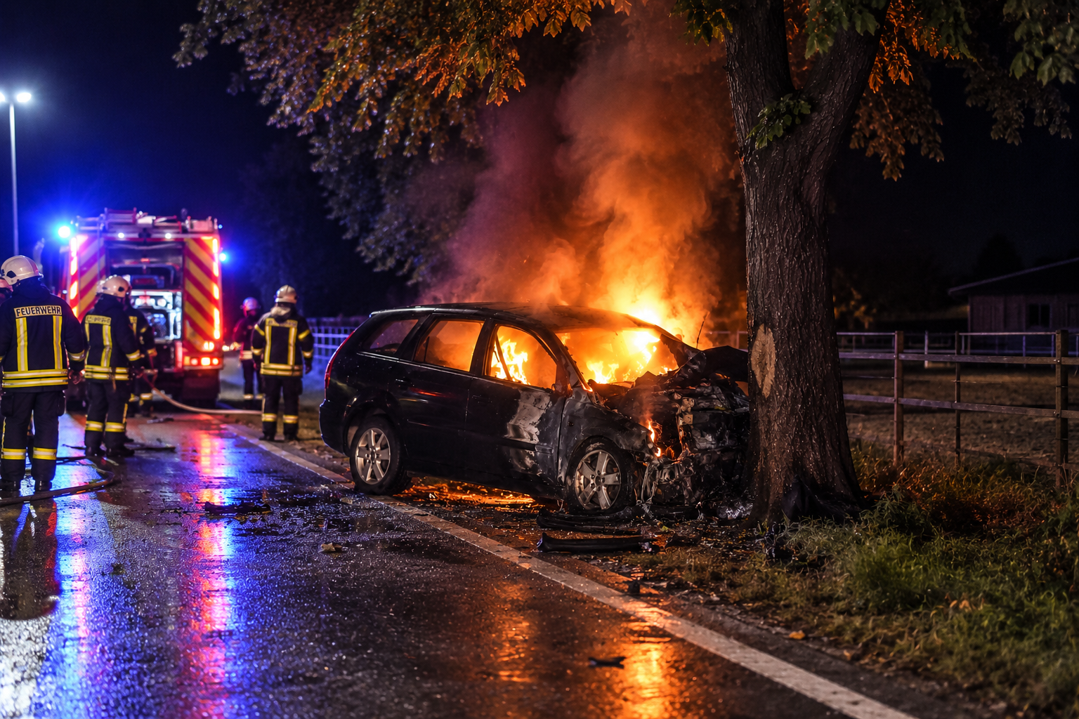 Auto Baum Feuer Brand